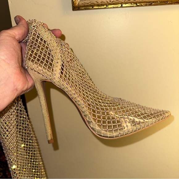 Over the knee thigh high fishnet & diamond boots SO SEXY never worn - Picture 3 of 6